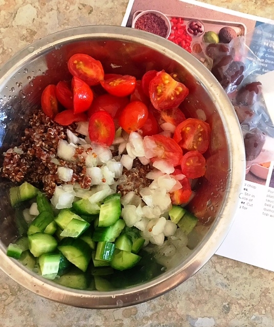 quinoa onion tomatoes and cucumber