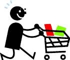 illustration of man pushing shopping cart