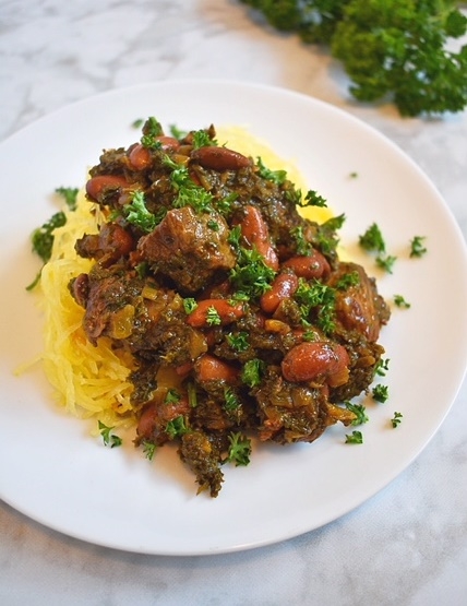 spaghetti squash and persian lamb stew with parsley