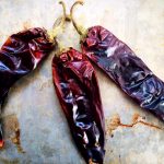 3 california chiles on sheet pan