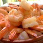 chilled shrimp cocktail in spanish cazuela
