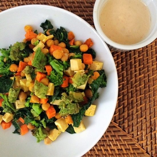 Chickpea, Sweet Potato, Tofu and Veggie Bowl with Tahini Sauce Tasty