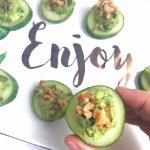 cucumber slices with guacamole appetizer