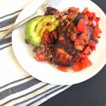 salmon with red peppers and avocado