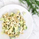 healthy shrimp and dill pasta salad