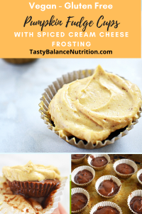 pumpkin fudge cups with spiced cream cheese frosting