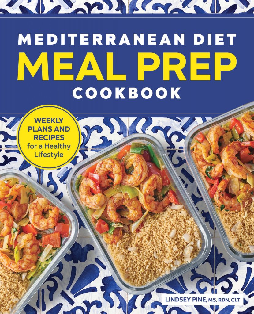 blue cover of mediterranean diet meal prep cookbook
