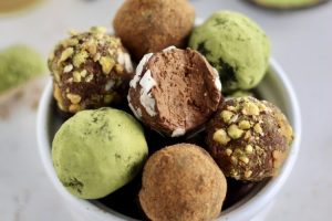 green and brown chocolate truffles
